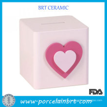 Sweet Girl Square Pink Heart Saving Box